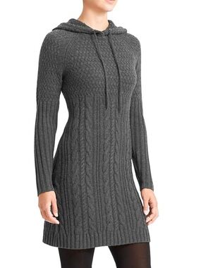 ATHLETA Coldspell Merino Wool Hooded Mini Sweater Dress Charcoal Gray Sz XS